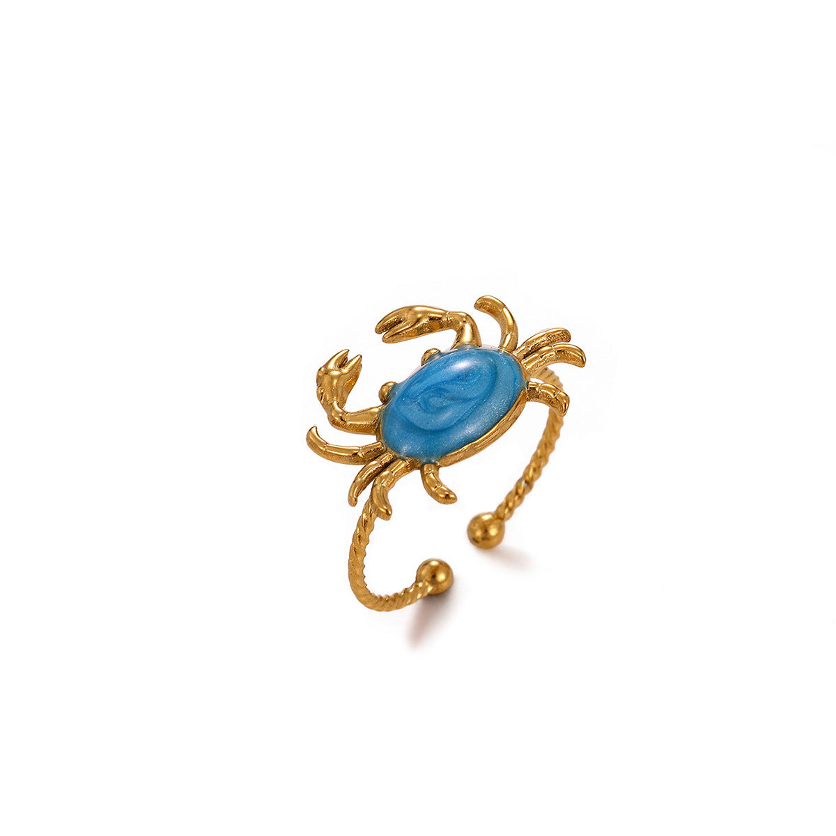 Wholesale Crab Shaped Open Ring Drip Oil Stainless Steel Fashion Accessory Gift