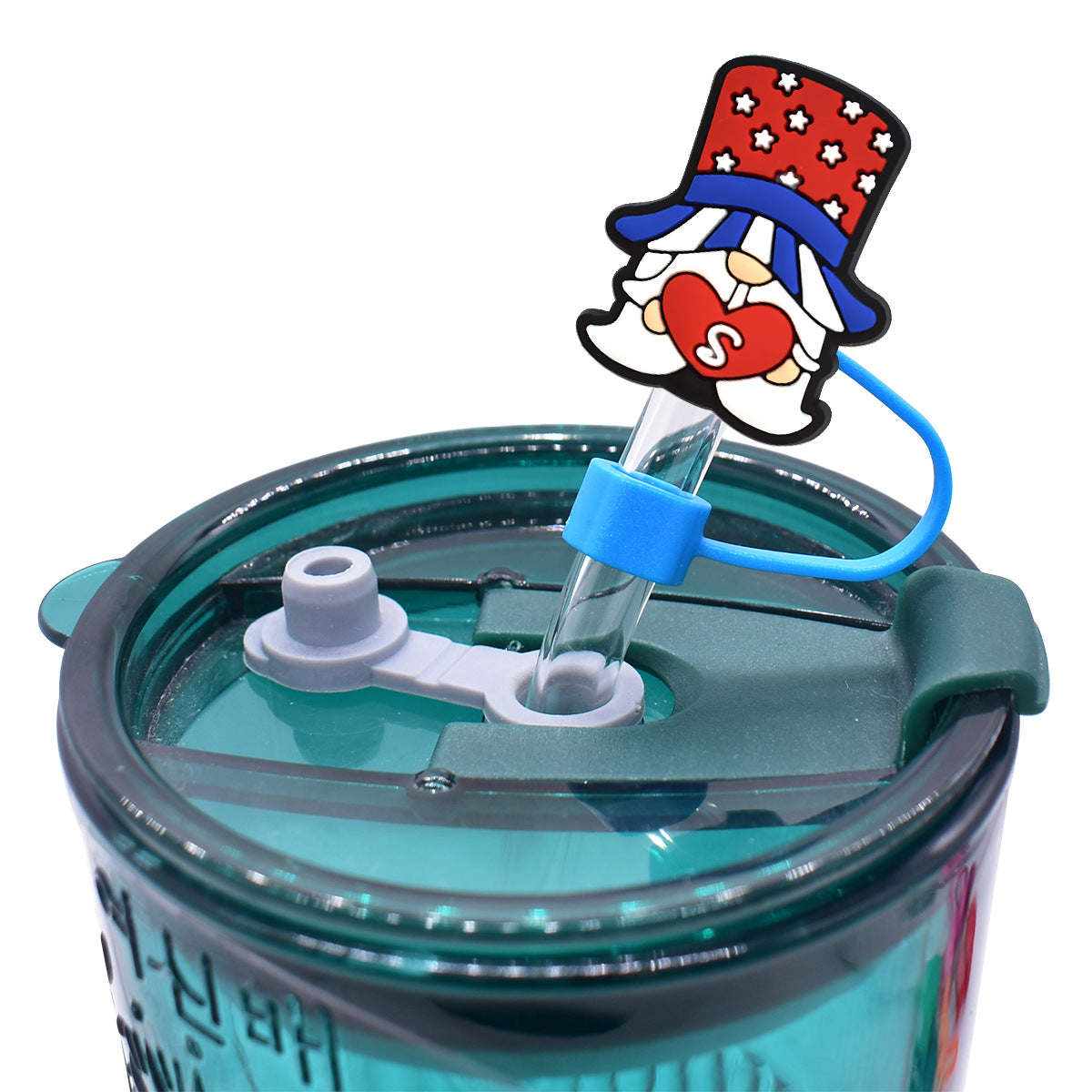 Wholesale Random 100pcs American Independence Day Straw Tube Cap 10mm Soft Plastic Straw Decoration Straw Cover ACC-SCR-RYY048