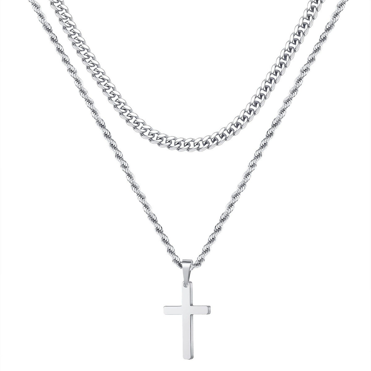 Wholesale Stainless steel multi-layered cross necklace