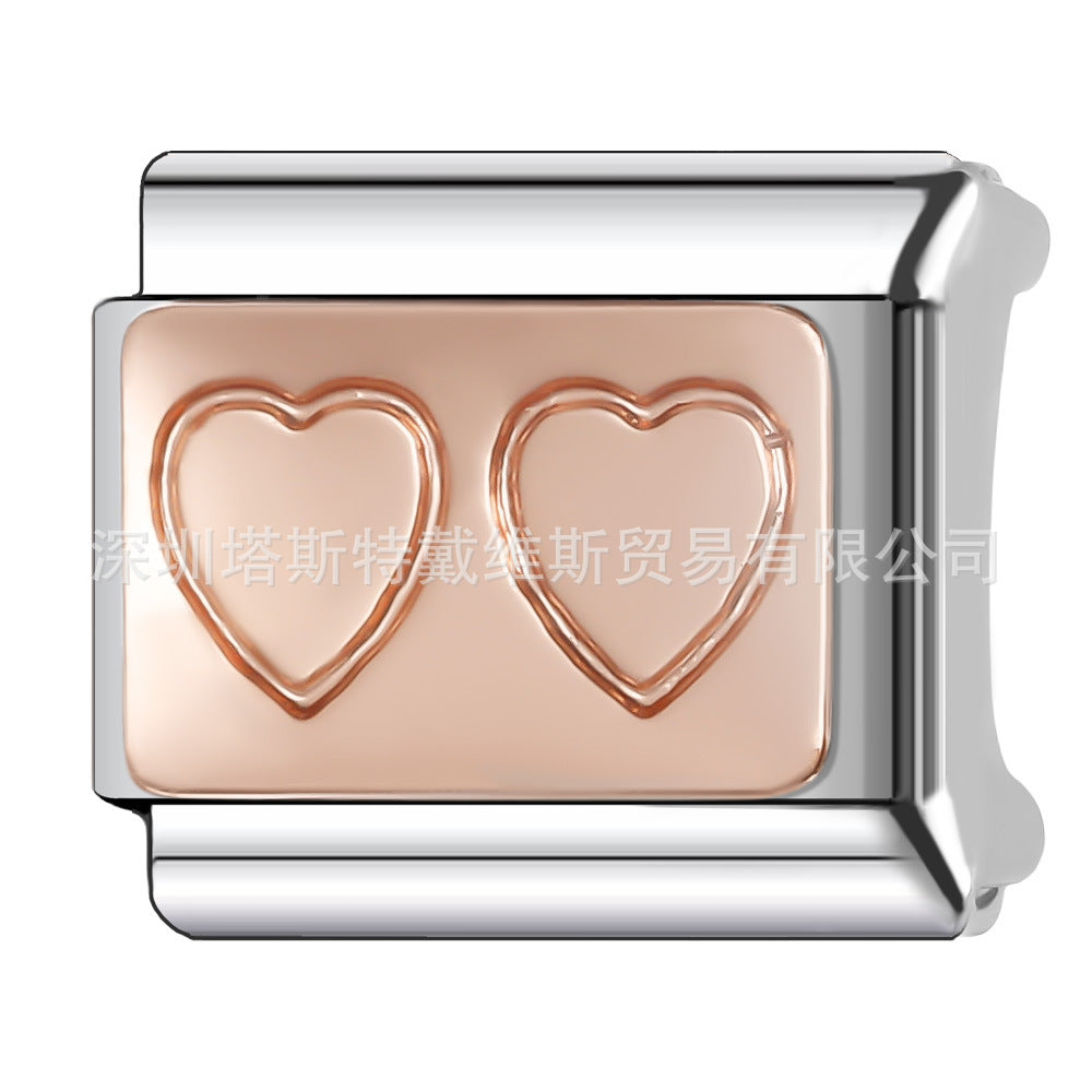 Wholesale  Italian Charm Bracelet 9mm DIY Rose Gold Series Creative Stainless Steel Composable Bracelet