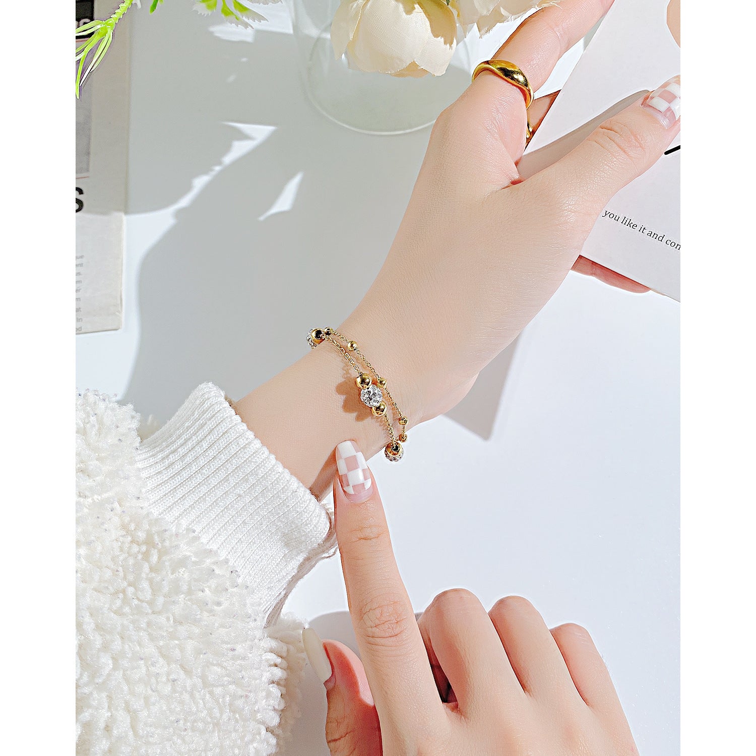 Wholesale Double Layer Fold Wear Stainless Steel Bracelet