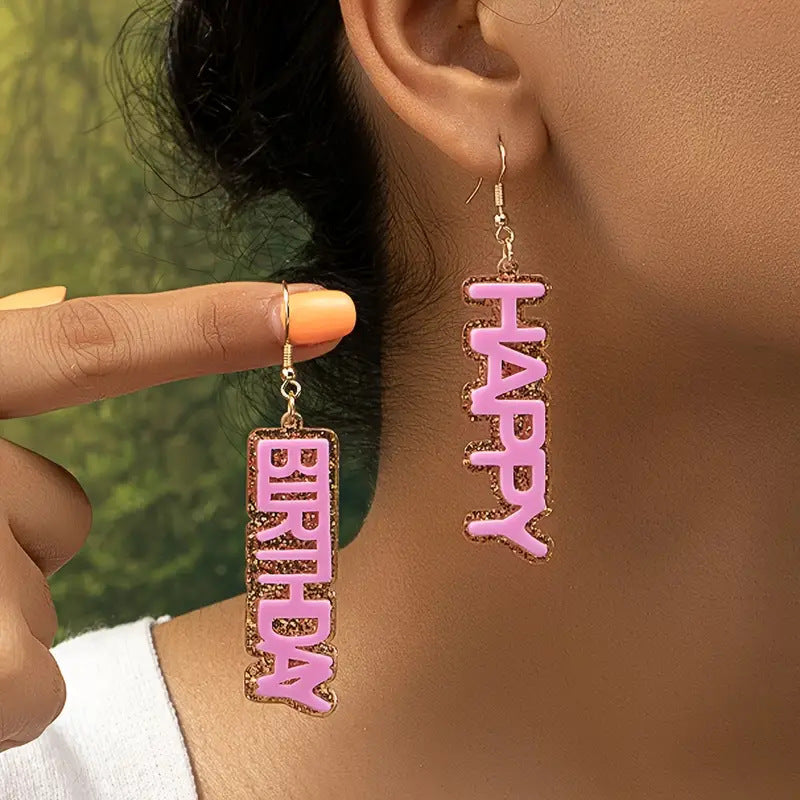 Wholesale  Creative HAPPY BIRTHDAY English Letter Earrings