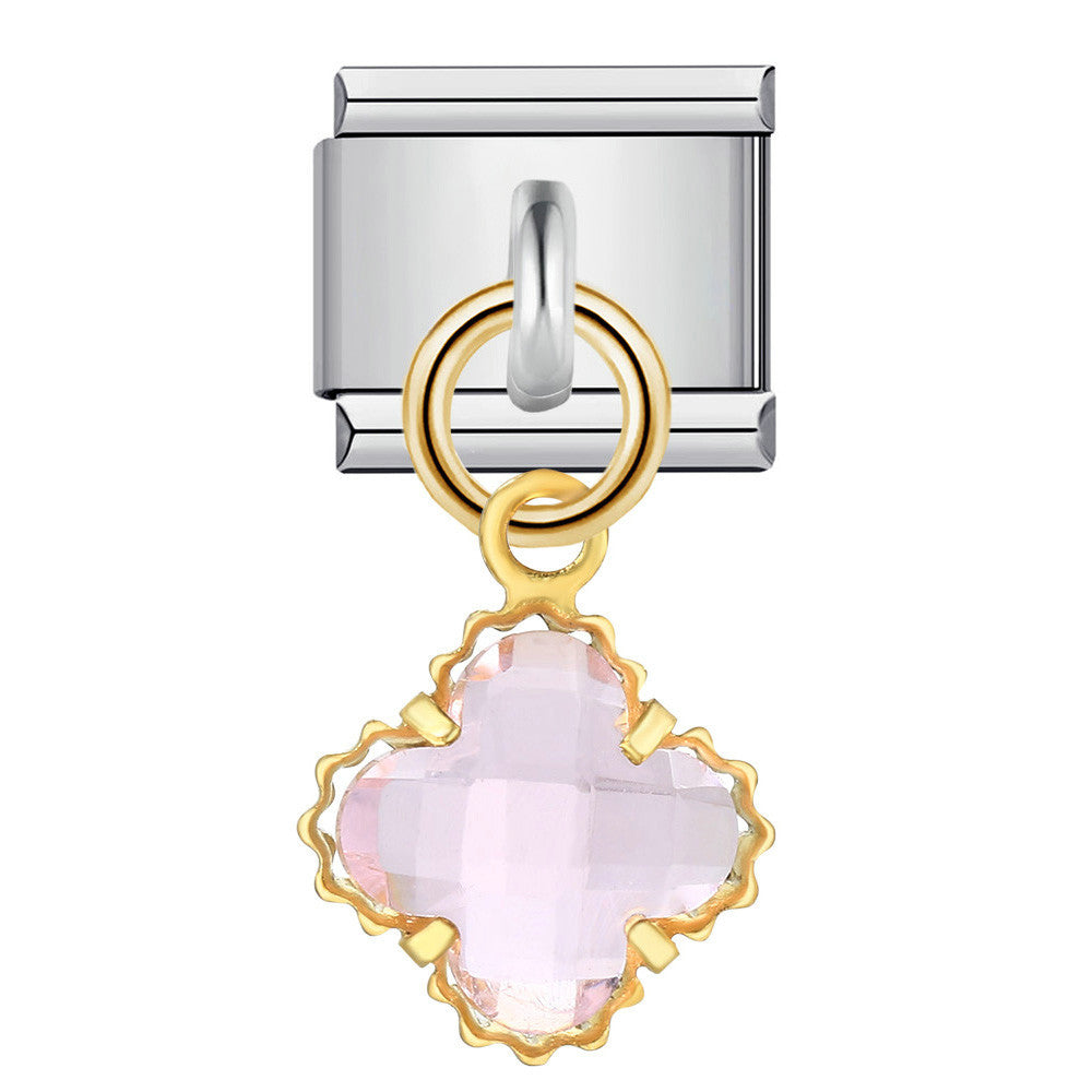 Wholesale Italian Charm Bracelet 9mm DIY Splicing Removable Silver Flower Element Stainless Steel Composable Bracelet