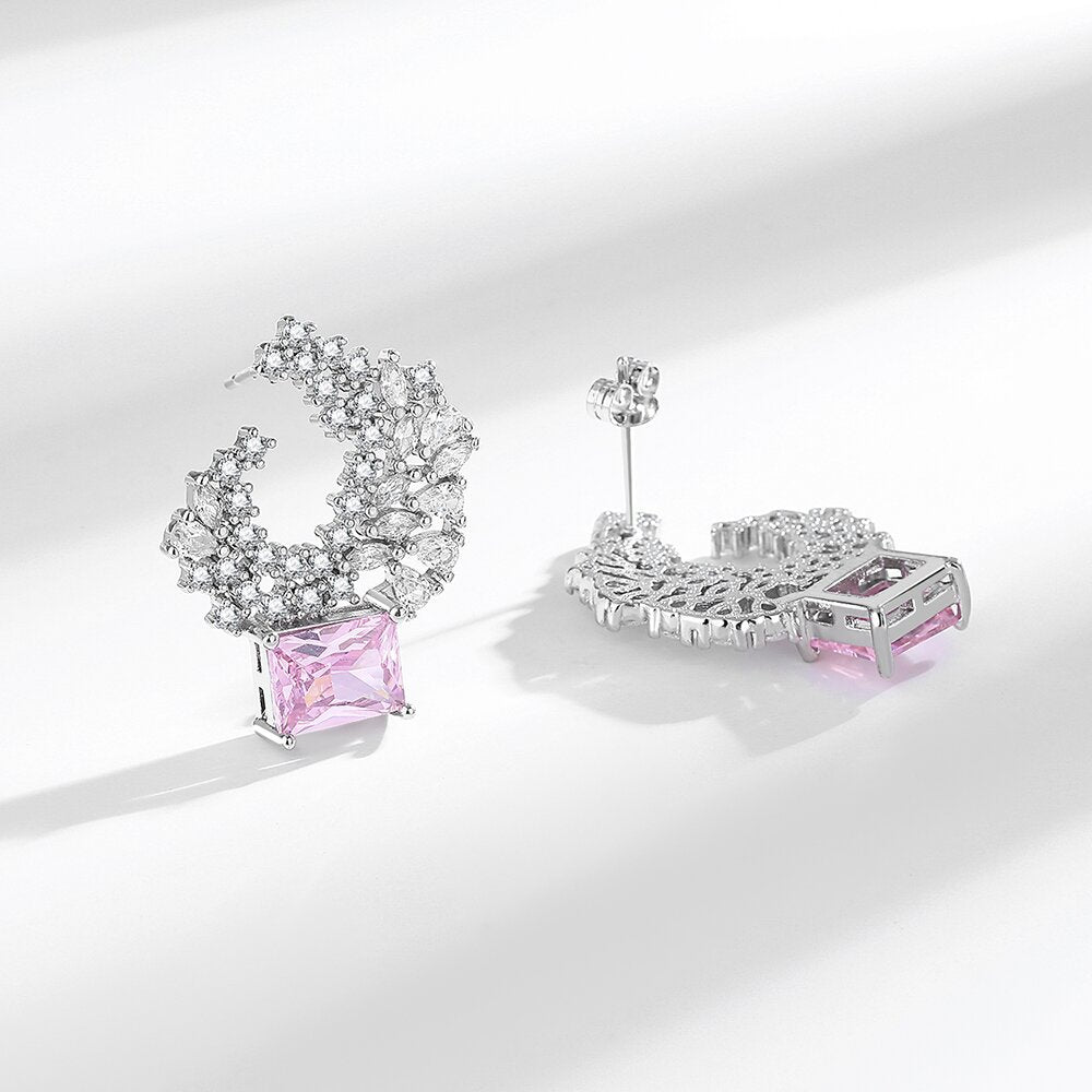 Wholesale Pink Zircon Copper Earrings ACC-ES-BLX003