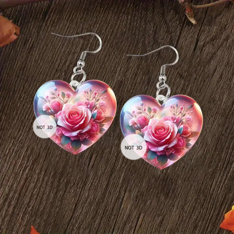Wholesale mother's day love rose heart shaped acrylic earrings