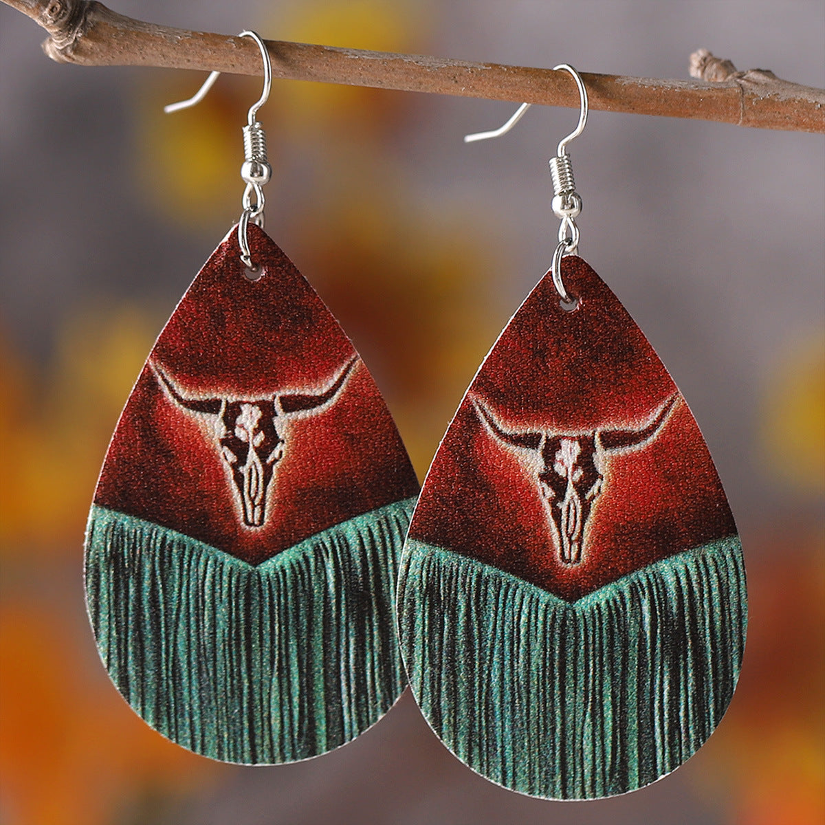 Wholesale Western Style Bull Head Sunflower Leopard Print Party Earrings ACC-ES-ChuLian126