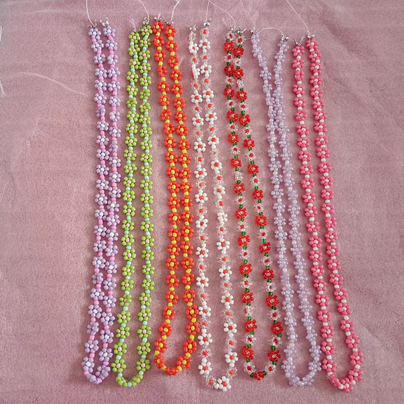 Wholesale Summer Fresh Flower Rice Bead Necklace