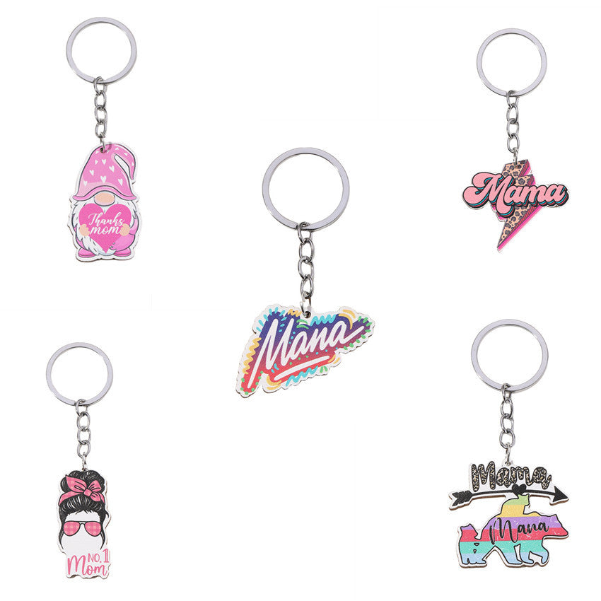 Wholesale Colorful MAMA Mother's Day Wooden Keychain Creative Keychain ACC-KC-RongR029