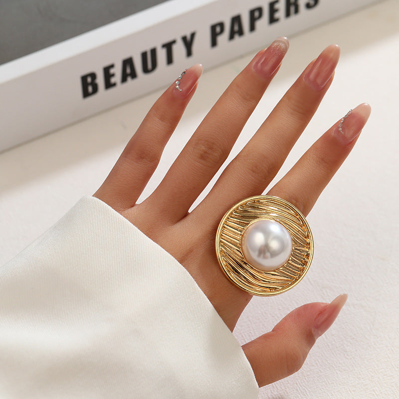 Wholesale  Asymmetrical Winding Pearl Open Ring
