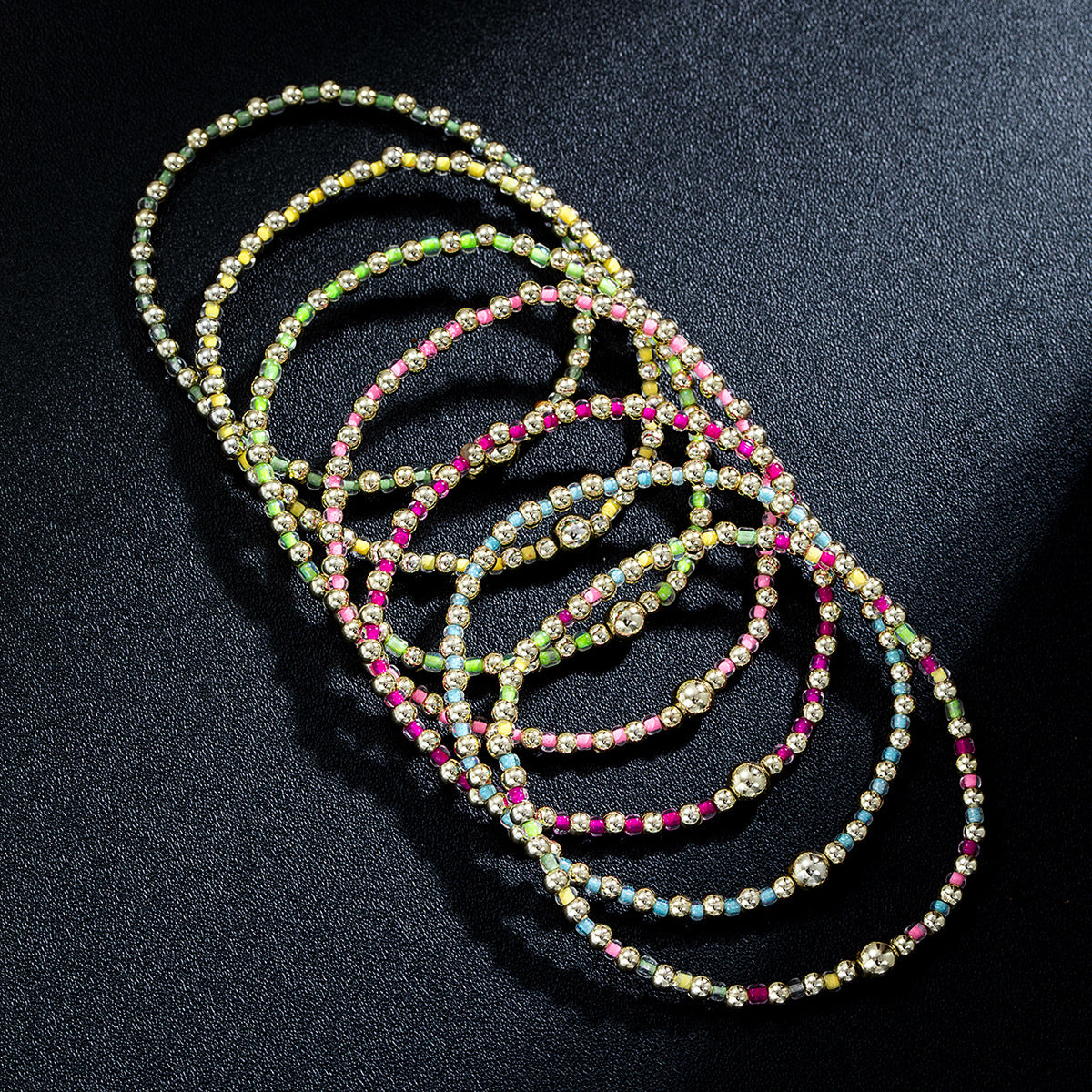 Wholesale Rice beads colorful beaded elastic bracelet for women