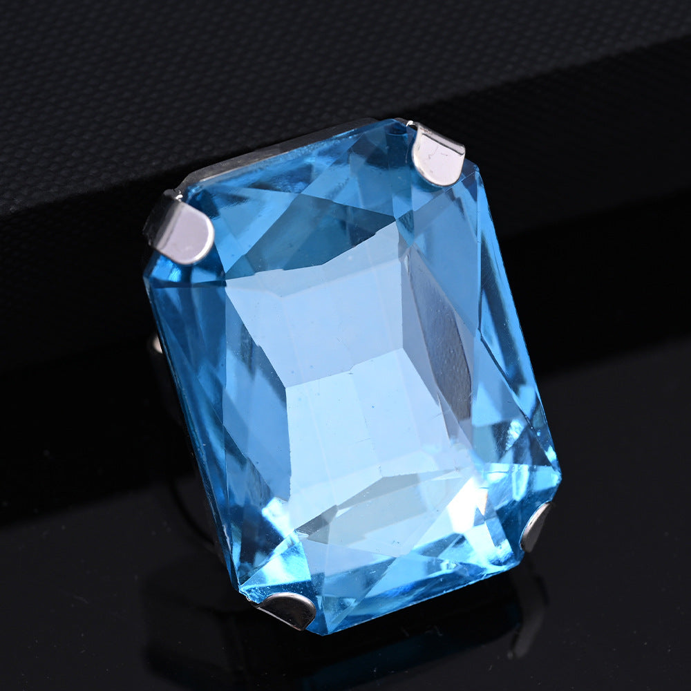 Wholesale  Square Ring Women's Simple Rhinestone Opening Ring