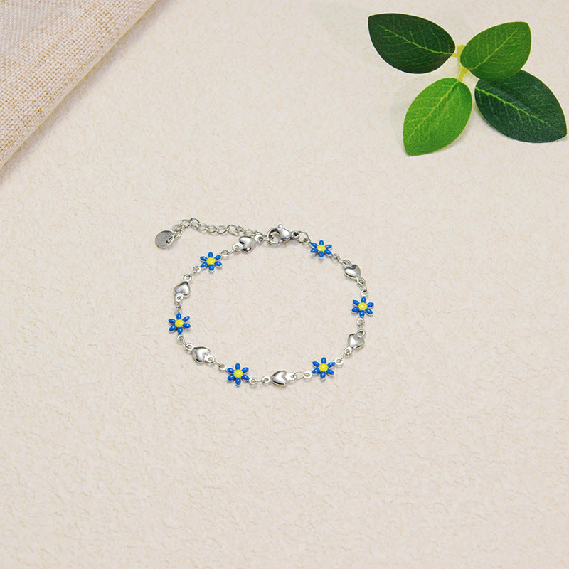 Wholesale Titanium Steel Flower Fashion New Oil Dropping 18K Gold Bracelet