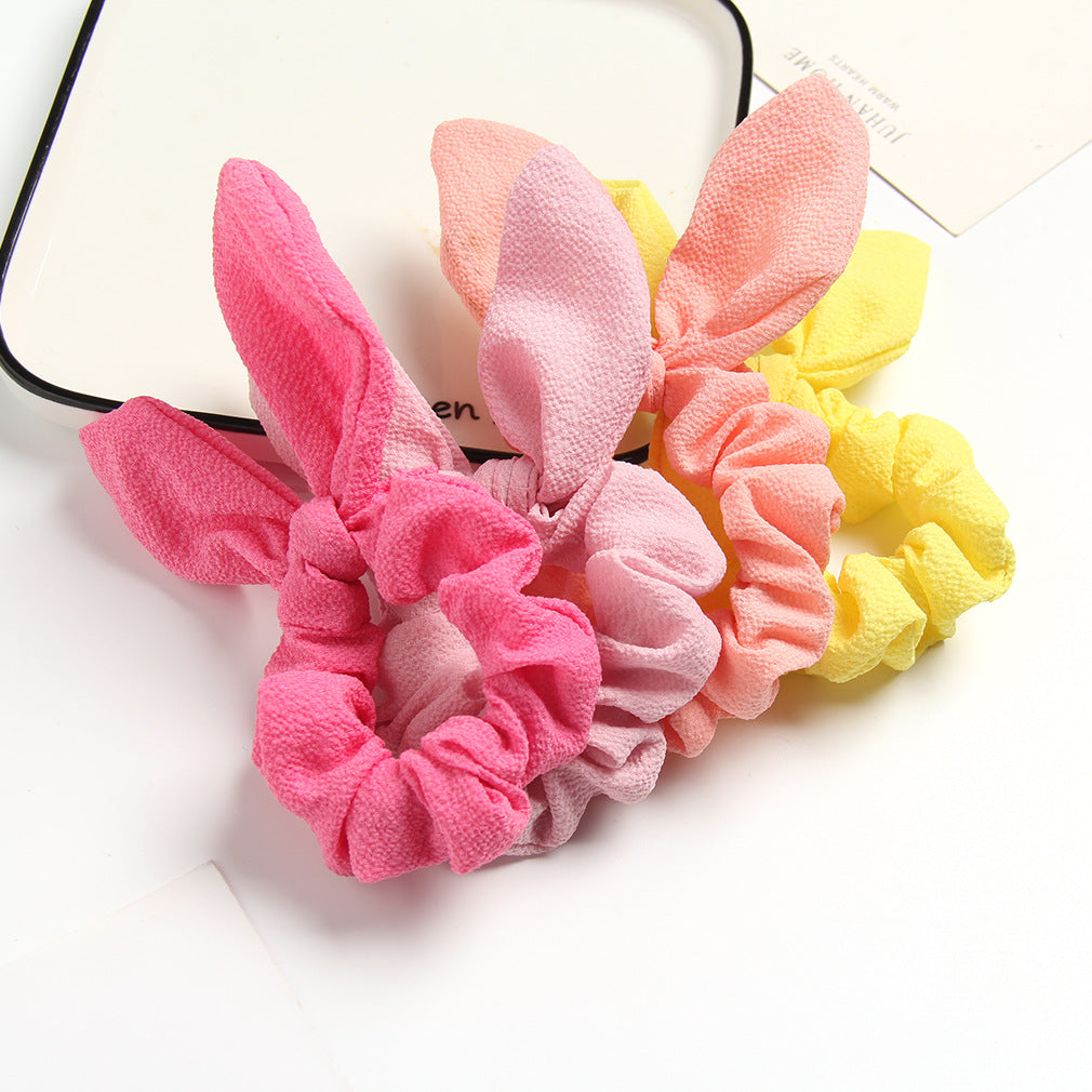 Wholesale Solid color fabric rabbit ear hair ring cute girl hair accessorie