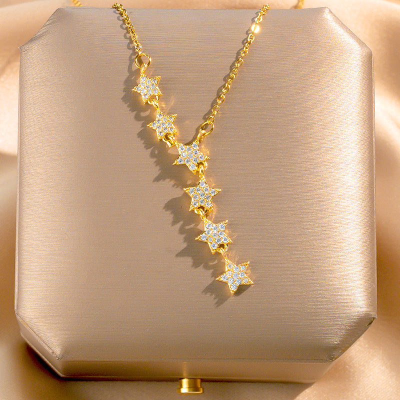 Wholesale Titanium Steel Zircon Clavicle Chain Necklace Korean Style Jewelry Accessory