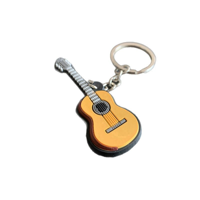 Wholesale Chinese Style Cartoon Guitar Keychain Pendant PVC Resin Epoxy Finish Ukulele Bag Charm Gift