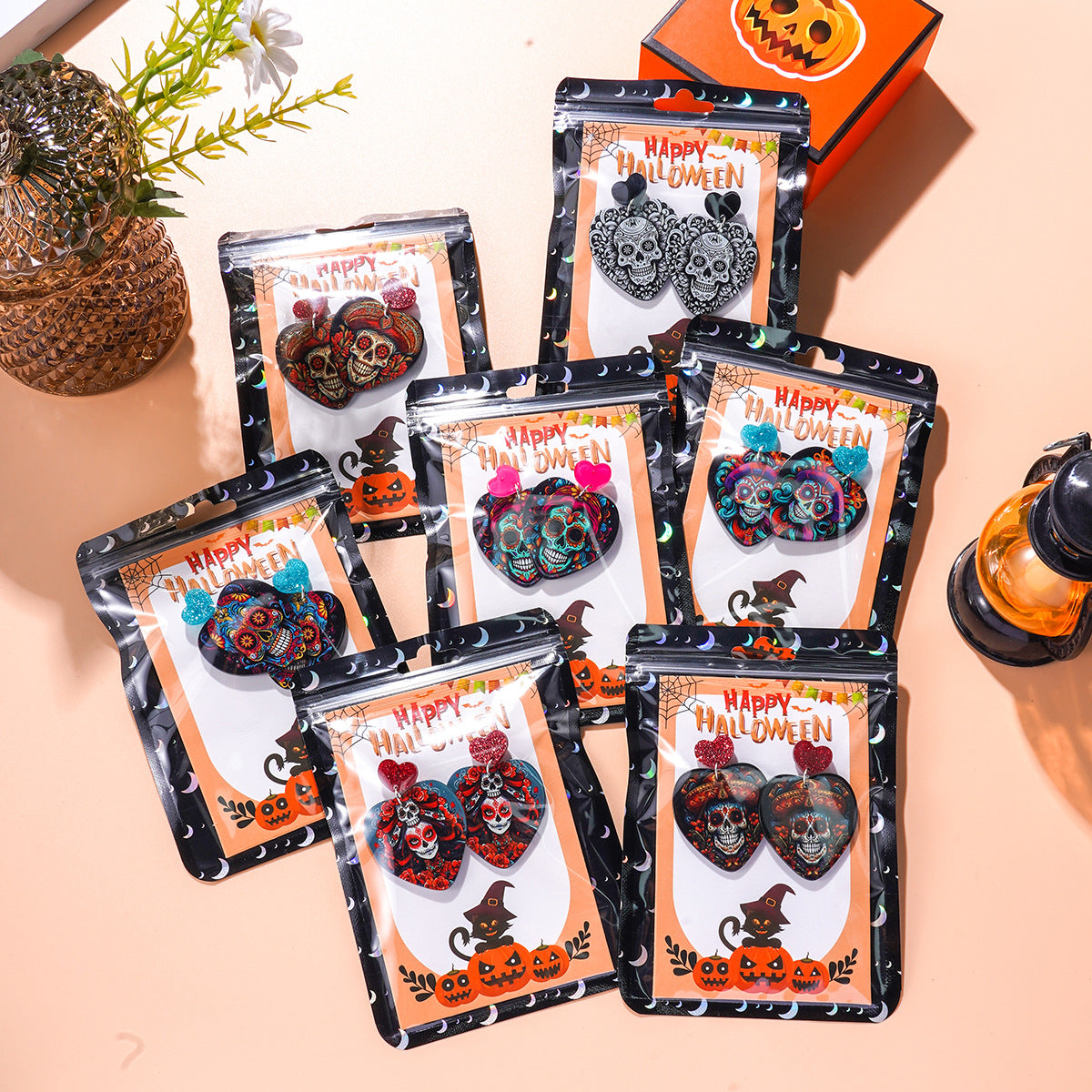 Wholesale Halloween Acrylic Skull Earrings ACC-ES-Ditong003