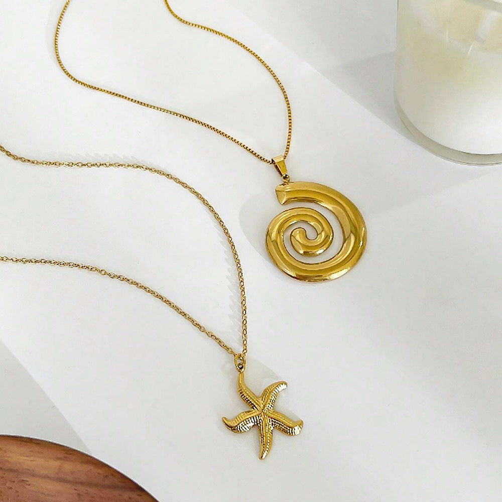 Wholesale Trendy Starfish Pendant Necklace Stainless Steel Fashion Layering Jewelry Gift For Resale