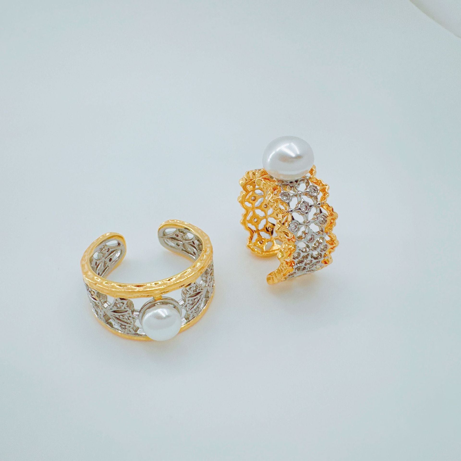 Wholesale Italian Lace Edge Design Ring Mount Gold Plated Copper DIY Jewelry Accessory for Everyday Wear