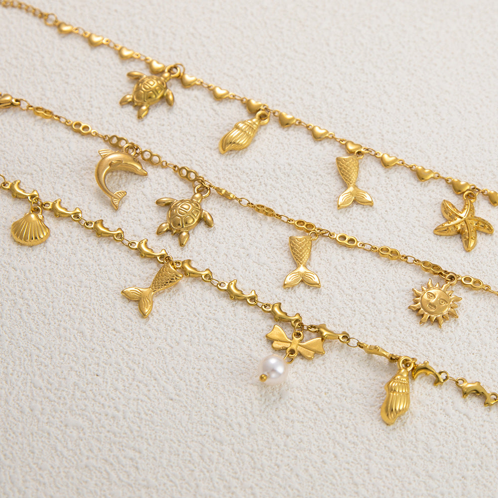 Wholesale Stainless Steel Bracelet Electroplated 18K Gold Anklets Bracelet ACC-AS-YuHui001