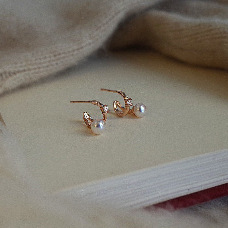 Wholesale Geometric Pearl Earrings Platinum Plated Boutique Resale Jewelry Accessory