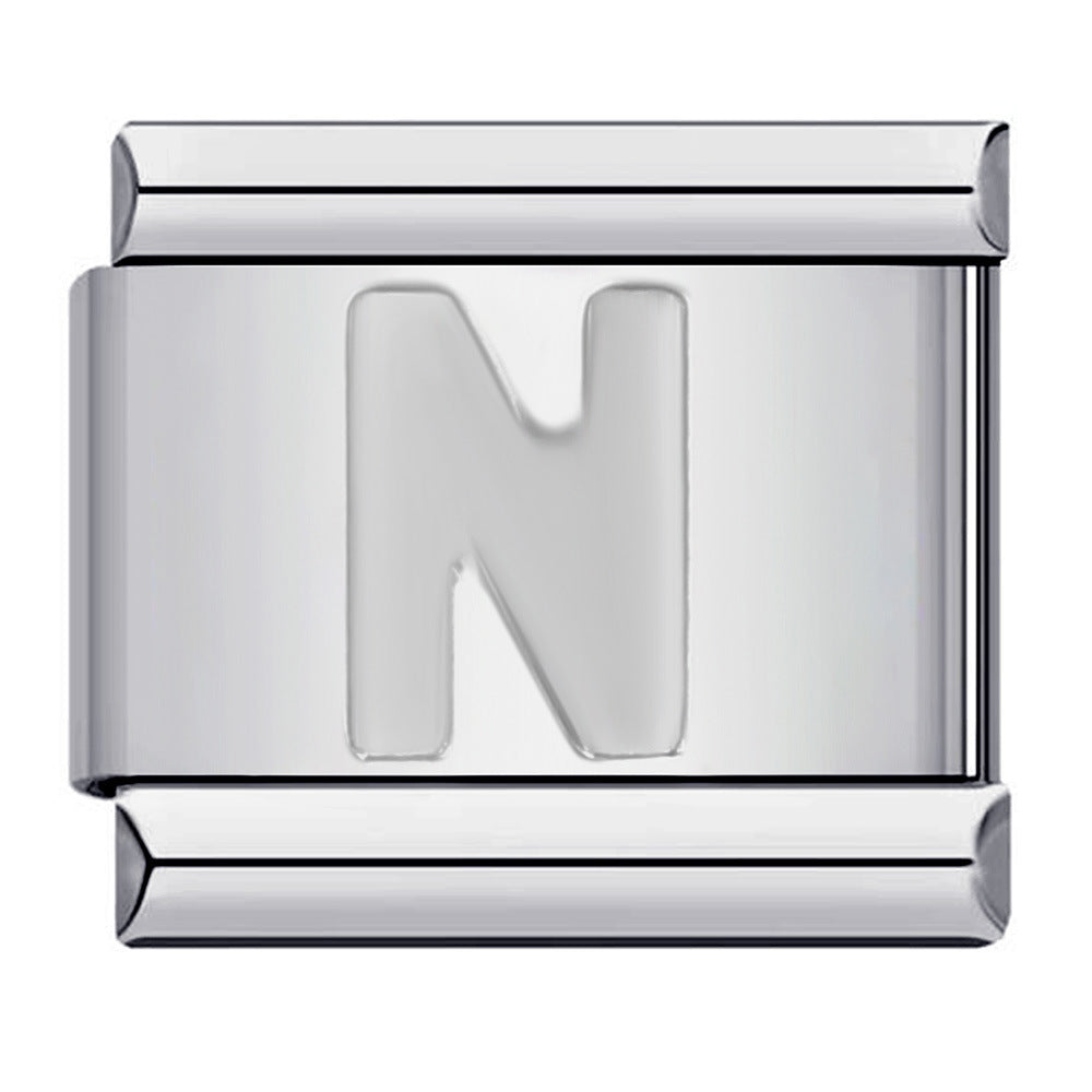 Wholesale Italian Charm Bracelet 9mm DIY Splicing Removable Silver Concave Letters Stainless Steel Composable Bracelet