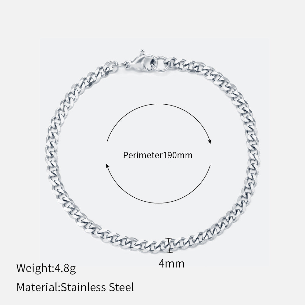 Wholesale  Stainless Steel Bracelets Real Gold Electroplating Smooth  Cuban Chain