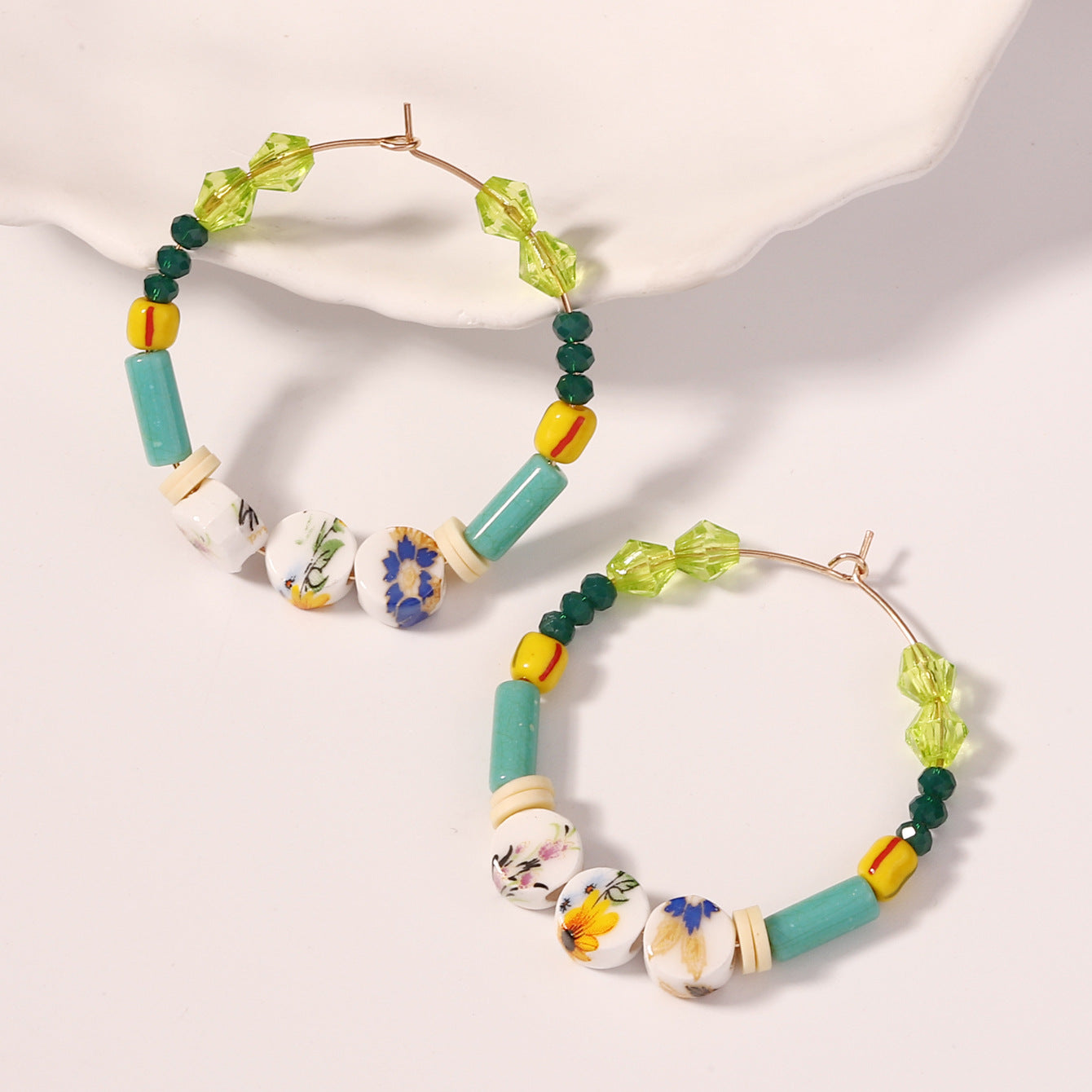 Wholesale Bohemian Style Handmade Beaded Rice Beads Crystal Earrings