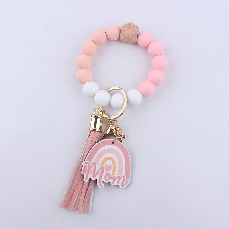 Wholesale Silicone Beaded Tassel Wrist Keychain ACC-KC-GuangTian012