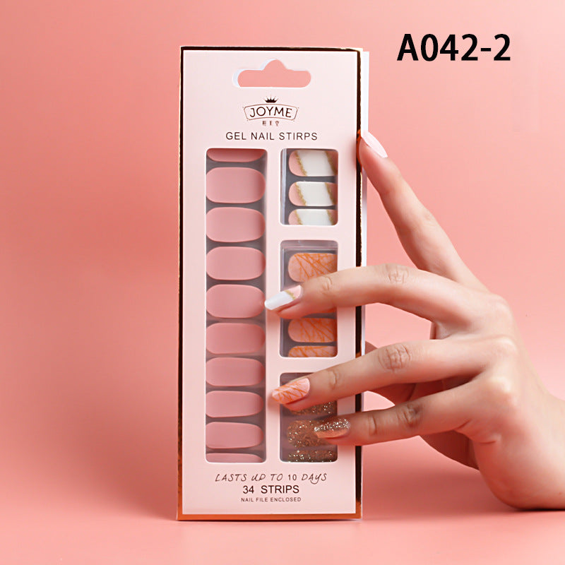 Wholesale Plastic Nail Stickers, Waterproof, Baking Free, Solid Color Nail Stickers, 34 Stickers Without Curling Edges ACC-NS-XKQ007