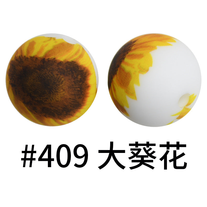 Wholesale 50pcs 15mm Western Style Leopard Skull Color Aztec Printed Silicone Balls Beads ACC-BDS-HeSheng002