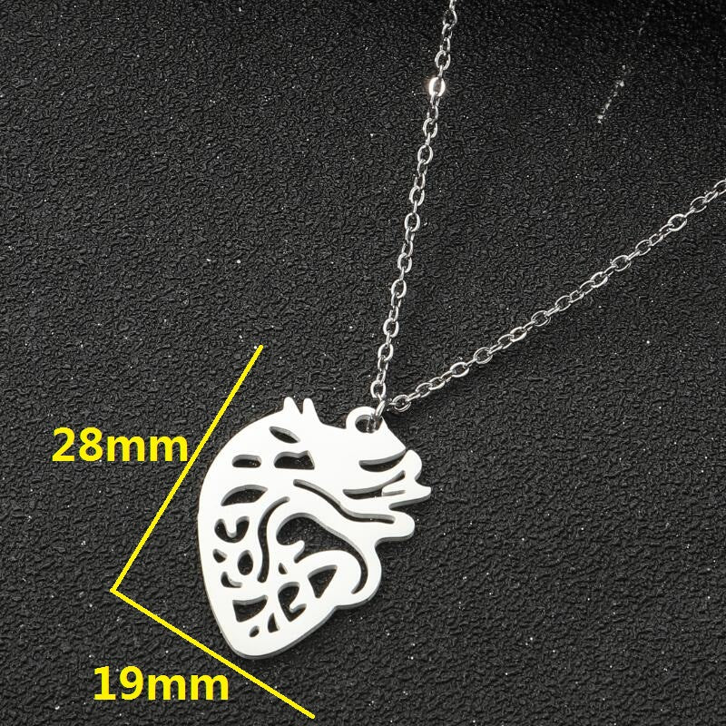 Wholesale Halloween Anatomical Heart Pendant Stainless Steel Necklaces ACC-NE-Jisen002
