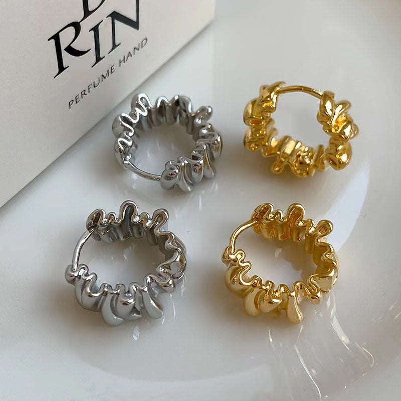 Wholesale Irregular Folds Metal Earrings ACC-ES-MiYe005