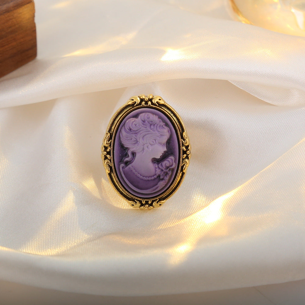 Wholesale Vintage Cameo Oval Portrait Ring Women Retro Court Style Fashion Jewelry Accessory Gift