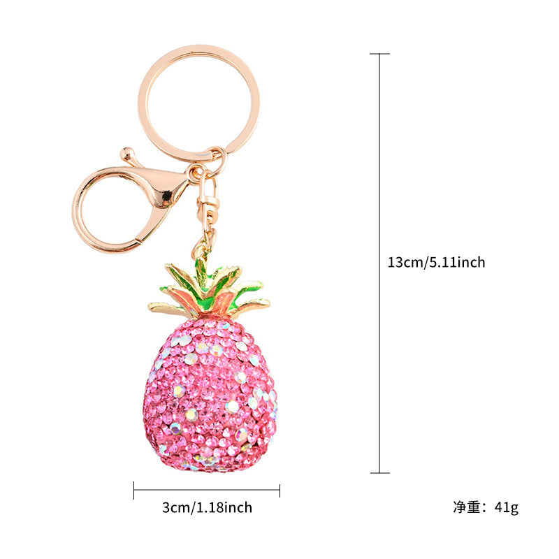 Wholesale Diamond-Encrusted Simulated Pineapple Car Keychain  Bag Pendant Metal Keychain