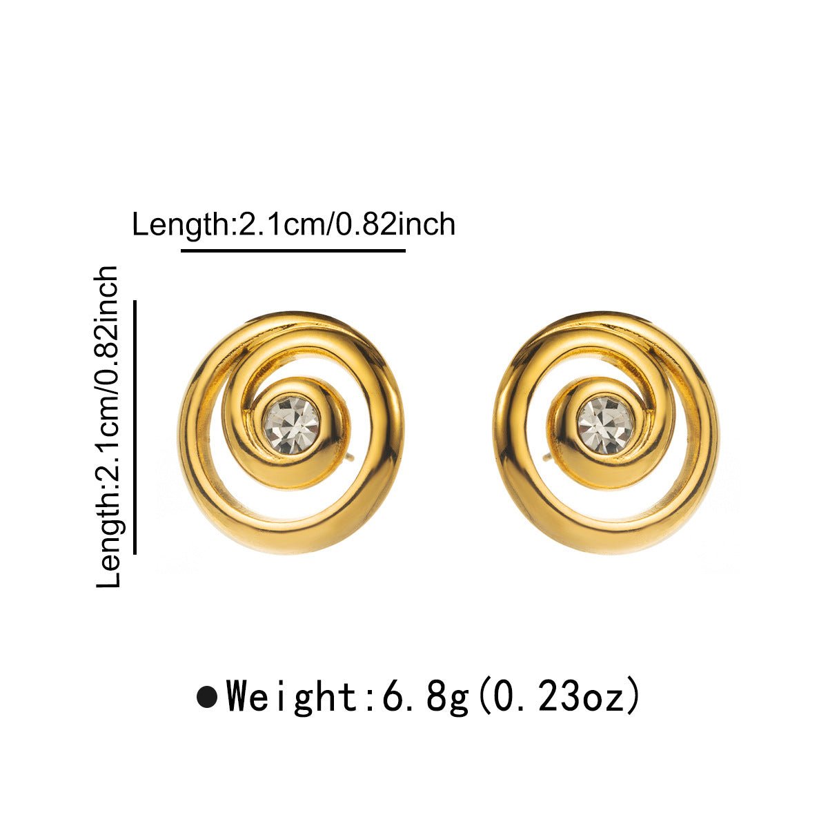 Orecchini all'ingrosso con strass per impronte digitali in filo d'oro placcato in acciaio inossidabile