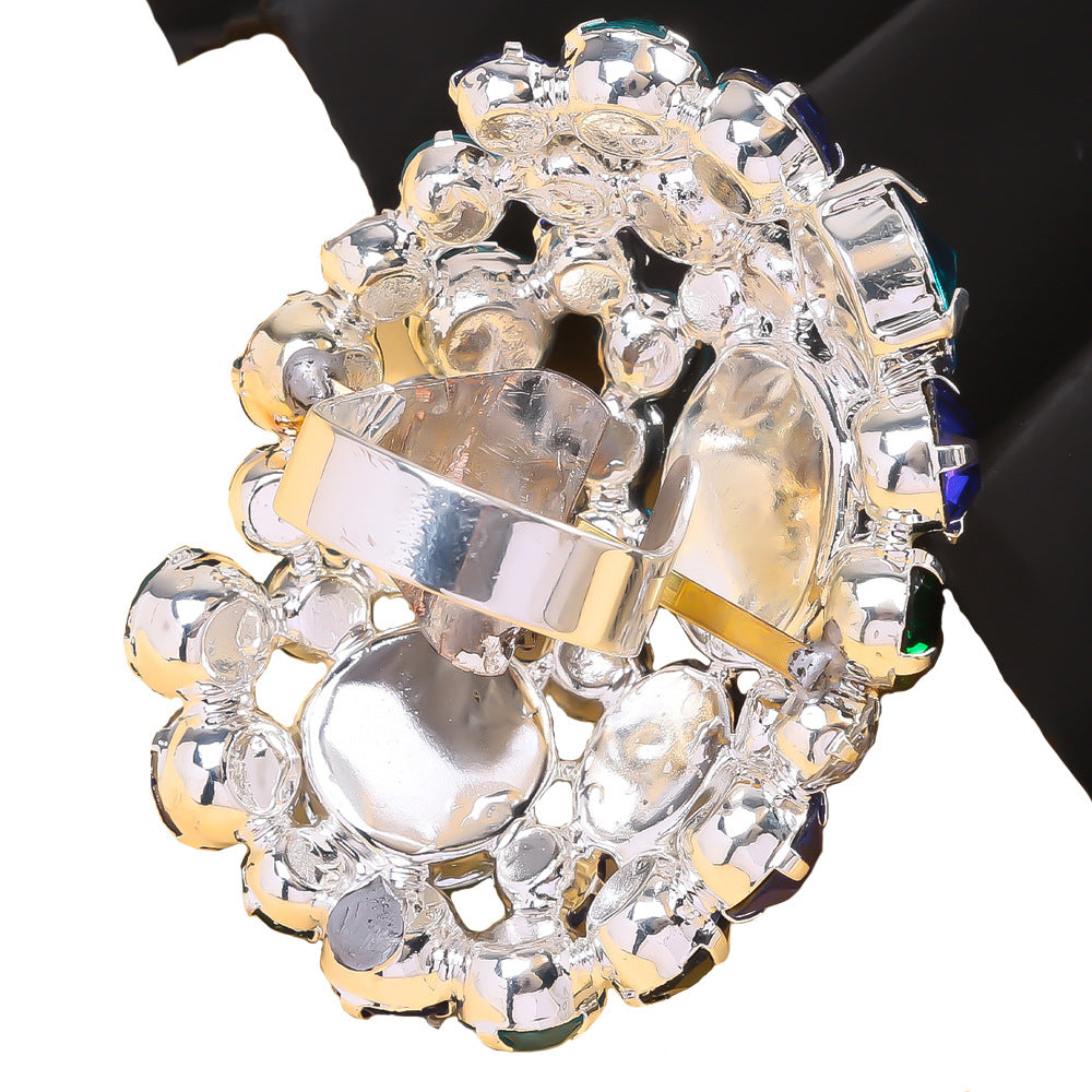 Wholesale  Adjustable High-grade Geometric Crystal Colored Diamond Ring