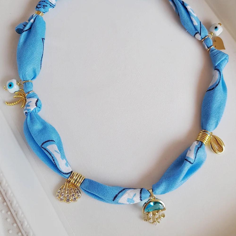 Wholesale Stainless Steel  Knotted Ribbon Cloth Handmade Necklace