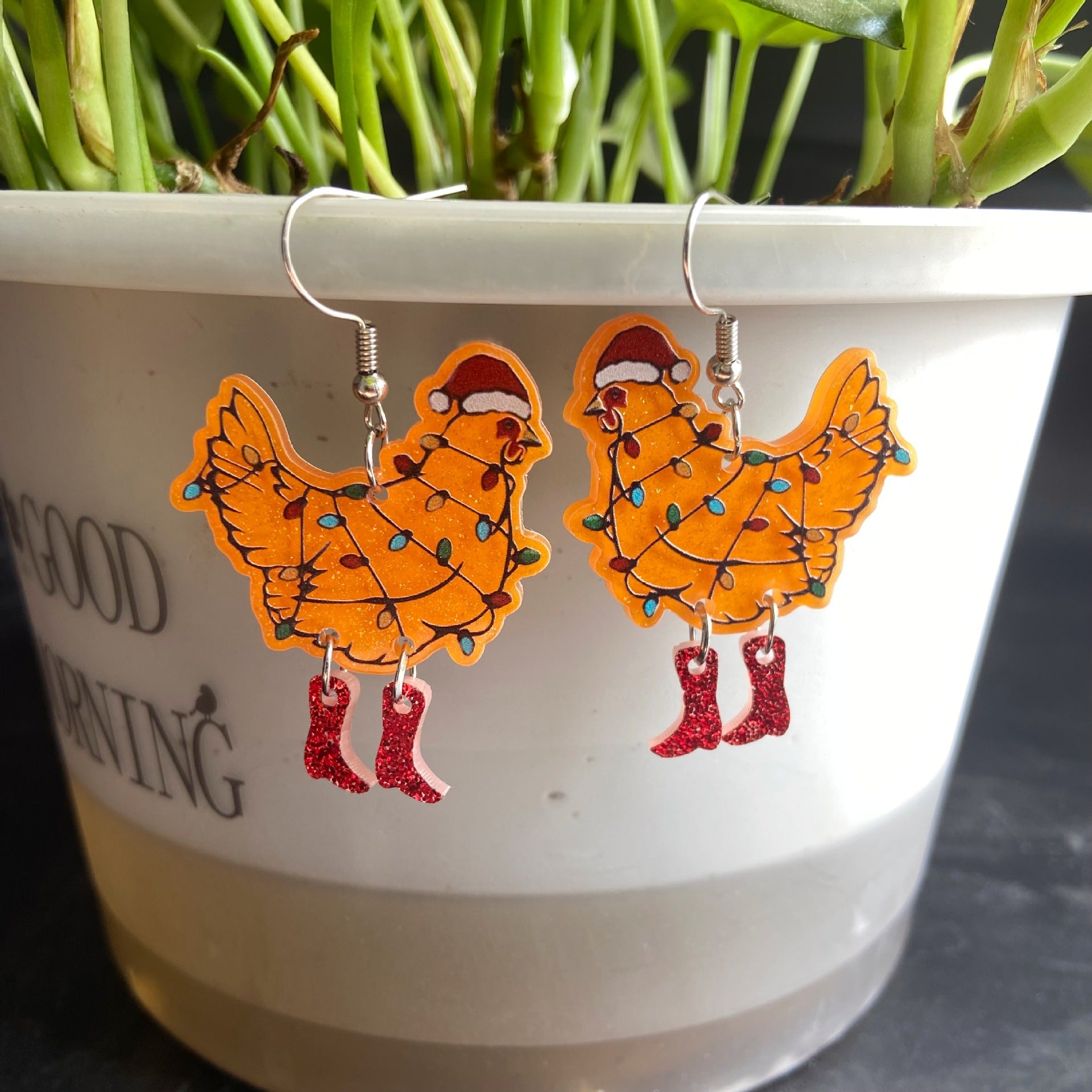 Wholesale Christmas Colorful Rooster Acrylic Earrings