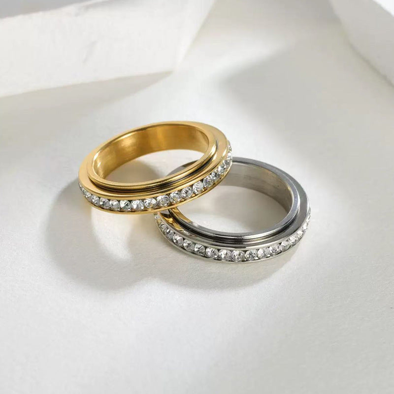 Wholesale Cross-Border Stainless Steel 4mm Rhombus Faceted Ring