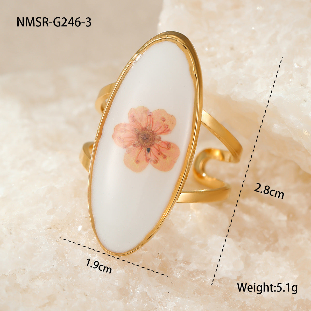Wholesale  stainless steel ring female everlasting flower glue ring