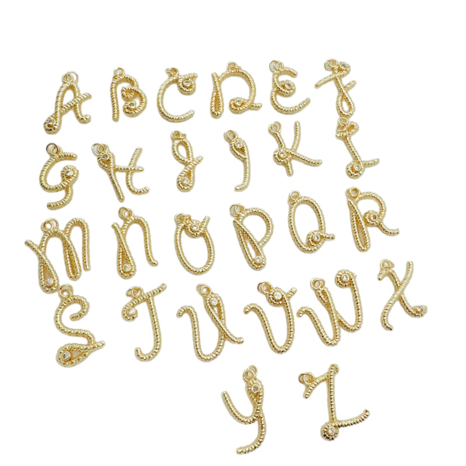 Wholesale Gold Plated Copper 26 Letter Alphabet Pendant,  Trendy Hip-Hop Jewelry Accessory for Everyday Gift