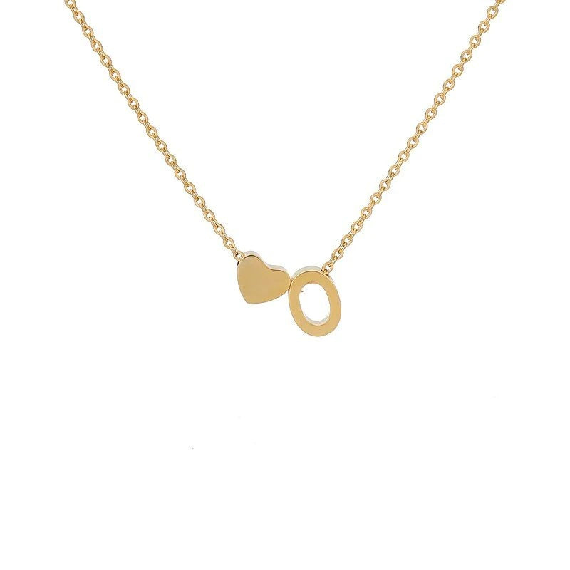 Wholesale Trendy Heart Letter Love Necklace Titanium Steel Gold Inlaid Fashion Jewelry Accessory