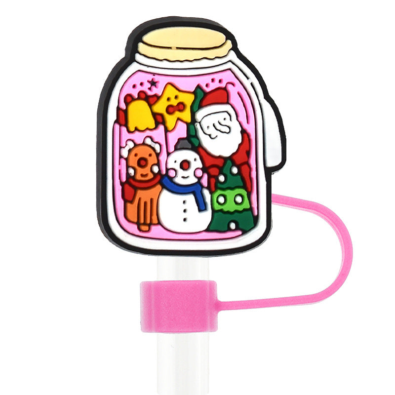 Wholesale 10pcs Christmas Series 10mm Straw Cover Straw Tube Cap
