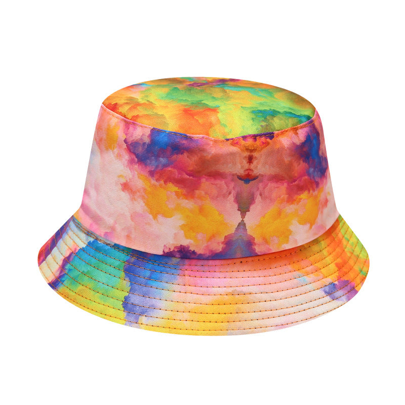 Wholesale  Tie-dye Fisherman Hat Children's Outdoor Sunscreen Double-sided Basin Hat Bucket Hat