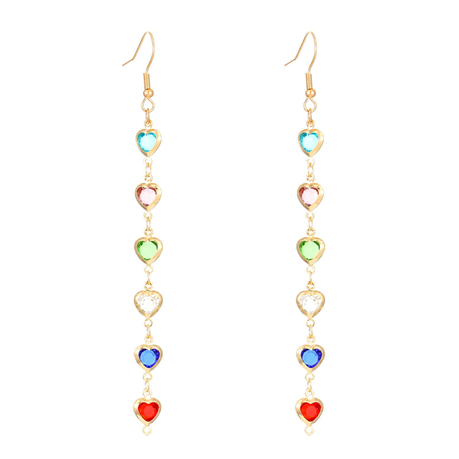 Wholesale Fashion Heart Shape Drop Tassel Earrings For Women Copper Electroplated Colorful Jewelry Accessory Party Wear Resale