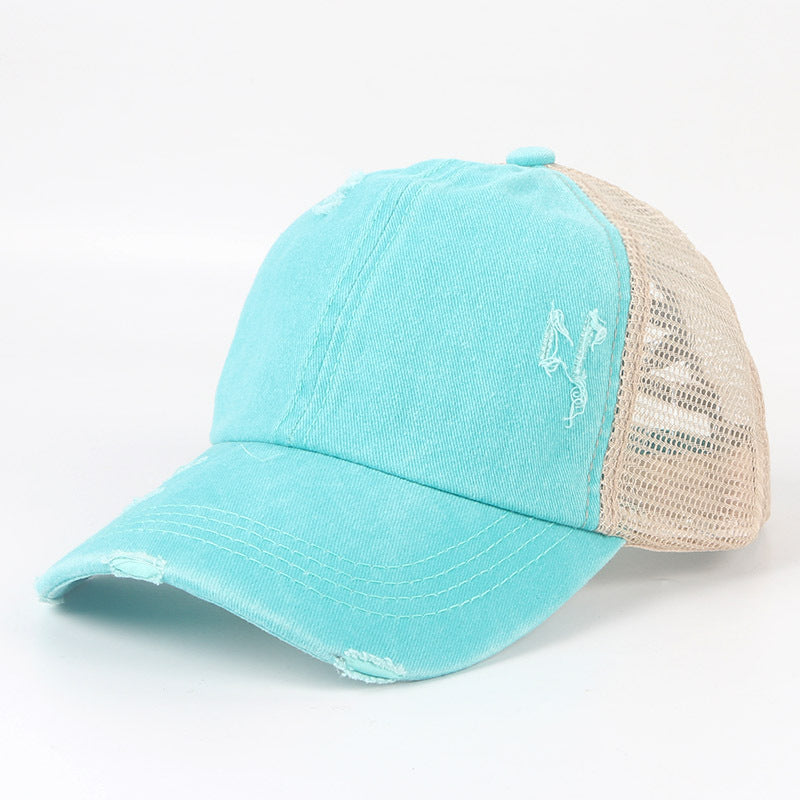 Wholesale Washed Cross Ponytail Baseball Cap Hat ACC-HT-ZhongChang001