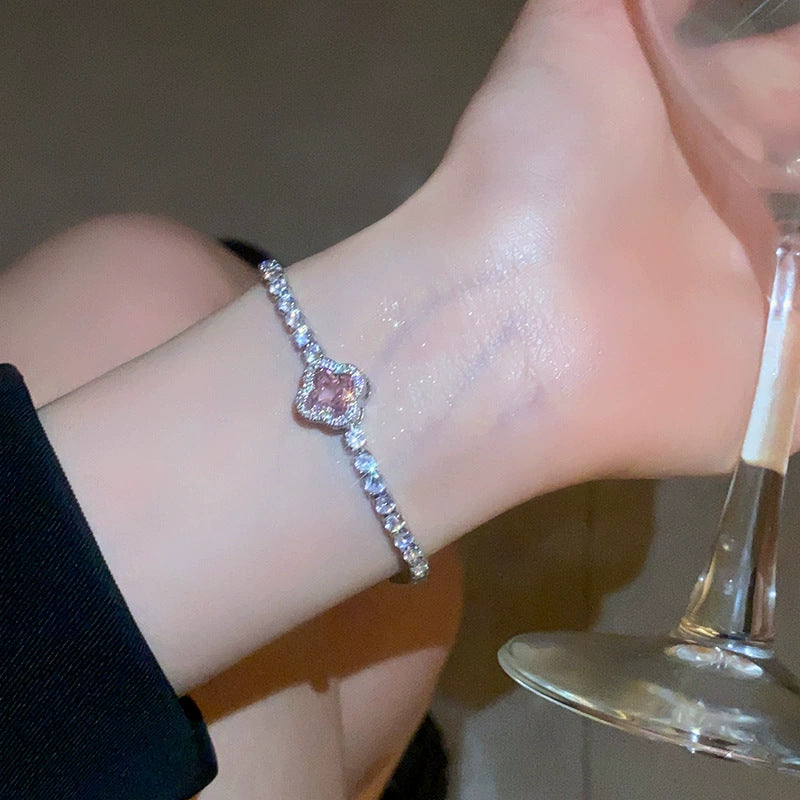Wholesale Four-Petal Flower Zircon Bracelet Women Fashion Jewelry Accessory Gift Boutique Resale