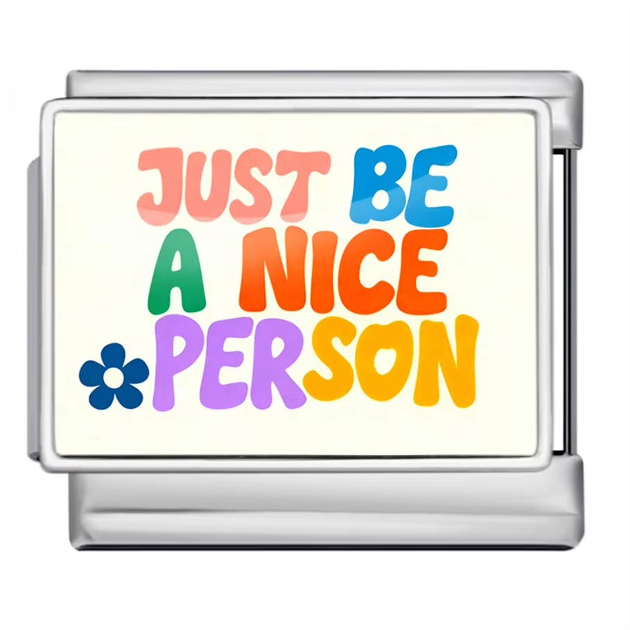 Wholesale italian Charm Bracelet 9mm DIY Colorful English Series Creative Stainless Steel Composable Bracelet