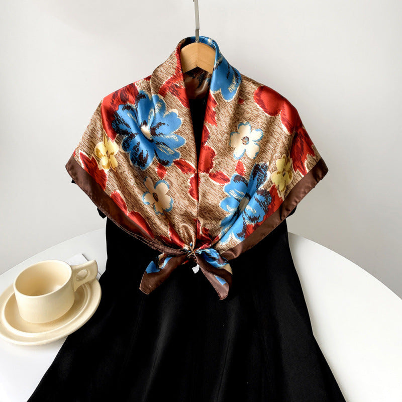 Wholesale 90cm satin printed large square silk scarf