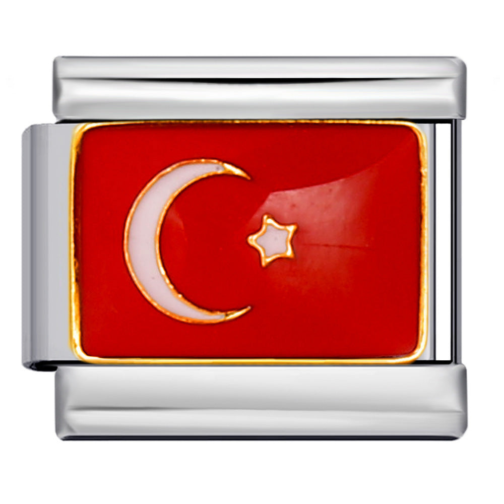 Wholesale Italian Charm Bracelet Flag Flag Stainless Steel Composable Bracelet